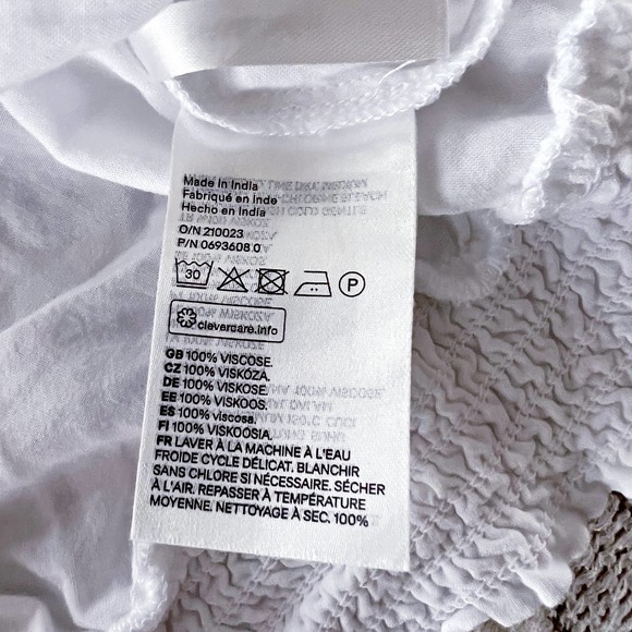 H&M Girls' 13-14Y White Off Shoulder Eyelet Ruffle Top Smocked Stretch Waist - Picture 7 of 8